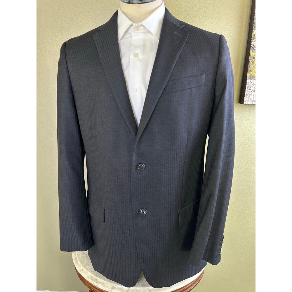 Calvin Klein 44L Men Blazer Dark Grey Sport Coat 2 Button 1 Vent pin stripe - Picture 4 of 14